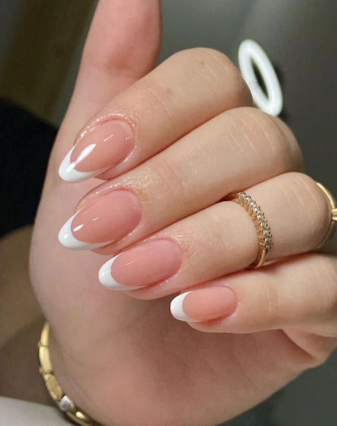 Uñas Almendra Con  Diseño francés